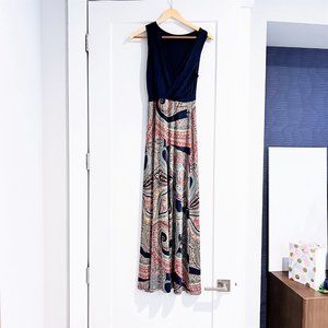 Contrast Maxi Dress, Navy & Multi Boho, Size M